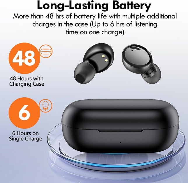 True Wireless Bluetooth 5.3 Earbuds, 48H Playtime, Premium Sound, Deep Bass