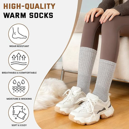 Merino Wool Hiking Socks for Men – 5 Pairs, Thick Thermal Winter Crew Socks