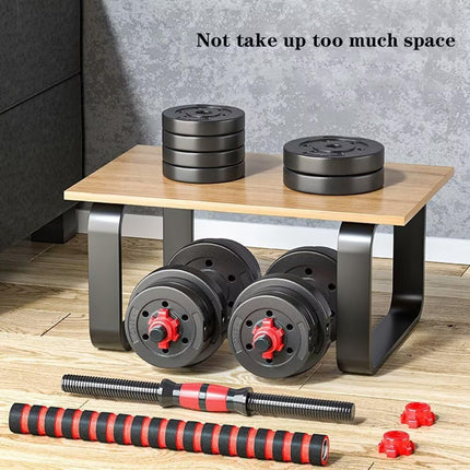 Adjustable Dumbbell Set of 2 Converts to Barbell for Home Gym Workouts