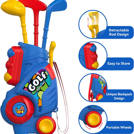 Kids Toddler Golf Set with Putting Mat Indoor Outdoor Golf Toy Gift for Boys