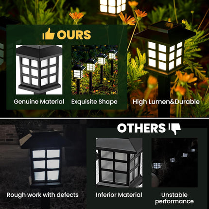 6 Pack LED Solar Outdoor Lights – Waterproof, 10-Hour Lighting for Yard & Path