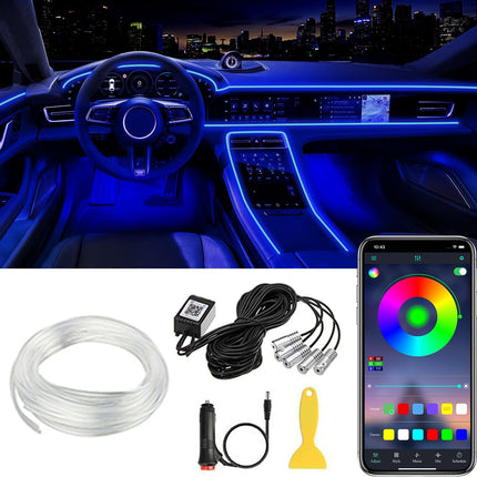 Interior Car LED Strip Lights, 5-in-1 RGB, 16M Colors, Music Mode, 236" Fiber Optic