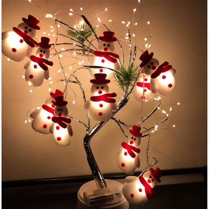 Christmas Snowman String Lights – 10 LEDs Plush 5.4ft Battery Powered