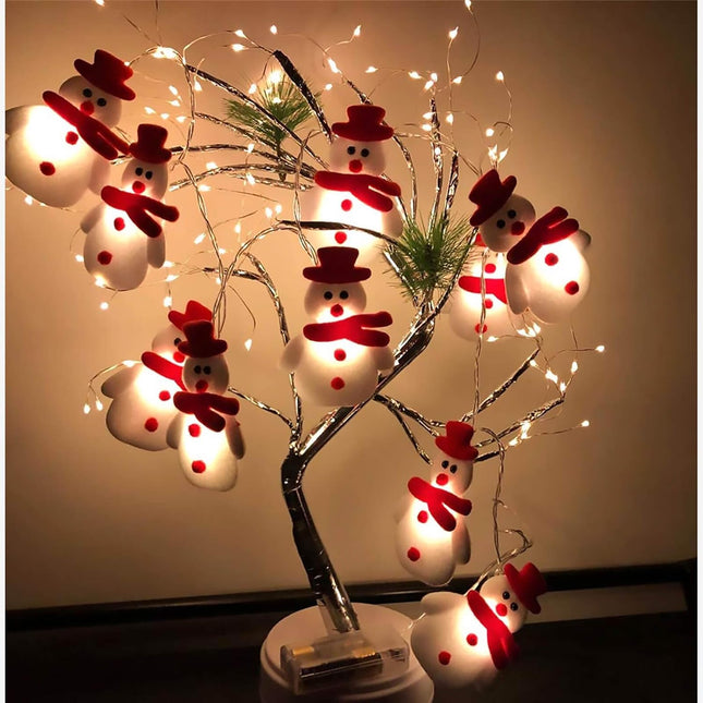 Christmas Snowman String Lights – 10 LEDs Plush 5.4ft Battery Powered