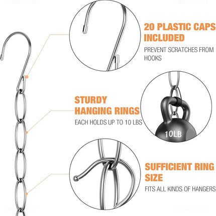 10 Pack Metal Clothing Chain Hangers Space Saving Closet Organizer 7 Holes