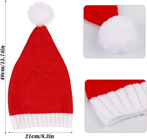 Santa Hat Christmas Knitted Hat – Festive Xmas Party Hat for Men & Women