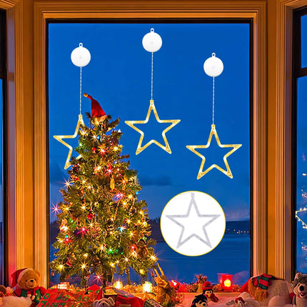 3-Pack LED Star Christmas Window Lights with 10 LED Bulbs for Holiday Decor