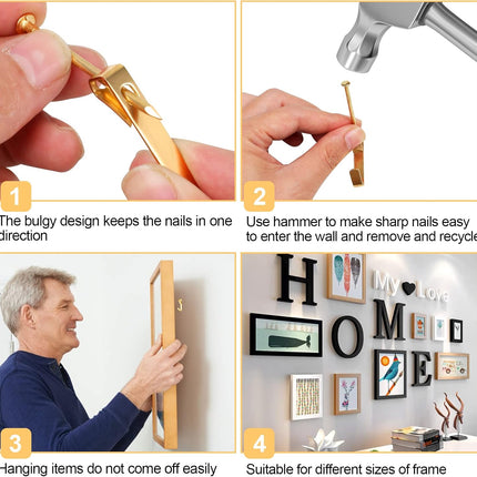 184-Piece Picture Hangers Kit – 20lb, 30lb, 50lb Hooks & Nails for Drywall/Wooden Walls