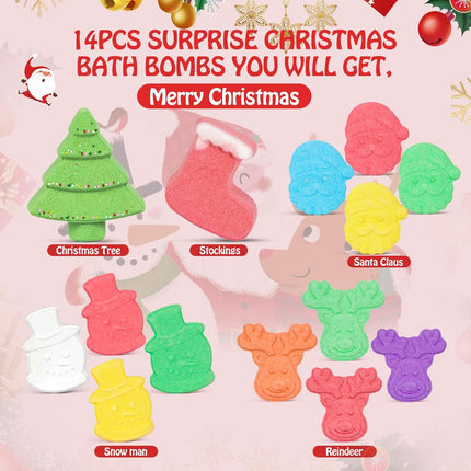 Mini Christmas Bath Bombs Gift Set 14PCS | Fun Holiday Fizzies for All Ages