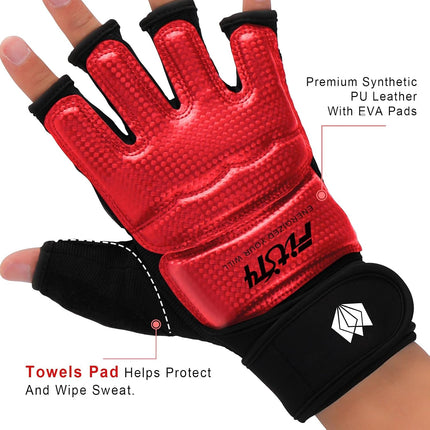 MMA Half Finger Boxing Gloves PU Leather Training Mitts for Kickboxing & Muay Thai
