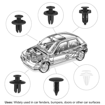 120PCS Car Clips & Plastic Rivets – 6 Sizes for Bumpers, Fenders, Body Fixing