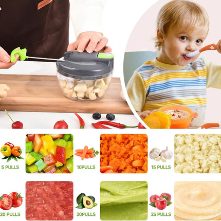 Manual Food Processor 500ml – Hand Pull Vegetable Chopper & Garlic Mincer