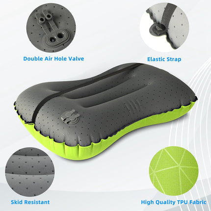 Ultralight Inflatable Camping Pillow, Ergonomic Neck & Lumbar Support, Travel
