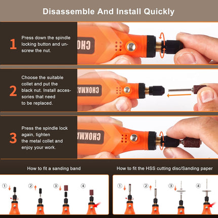 Mini Rotary Tool Kit 72 Accessories Type C Charging for Sanding Polishing