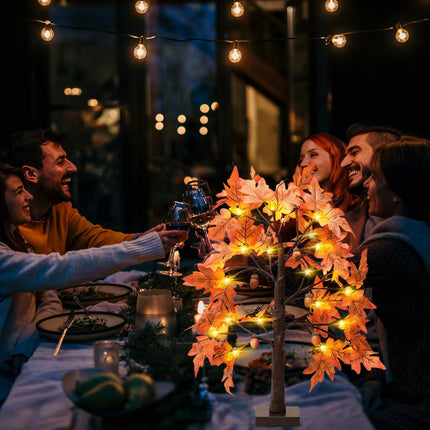 Maple Leaf LED Table Tree Fall Decor 24 Lights Battery Autumn Thanksgiving Décor