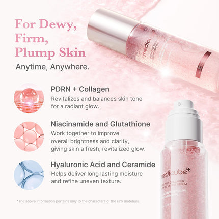 Jelly Mist Serum with Pink PDRN Collagen 2.02oz, Hydrating Glow Spray with Ceramide