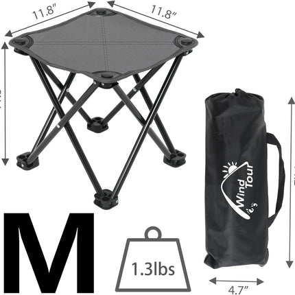 Portable Folding Camping Stool, Lightweight Fishing & Hiking Chair with Carry Bag, Grey