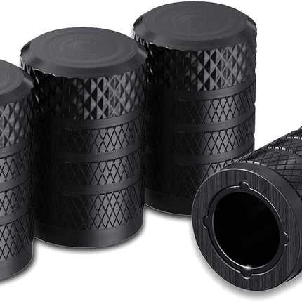 Tire Valve Stem Caps – 4pcs Black Anodized Aluminum, Corrosion Resistant for Cars & Bikes