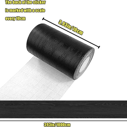 10M Black Wood Grain Wall Border – Removable PVC, Waterproof, Self-Adhesive