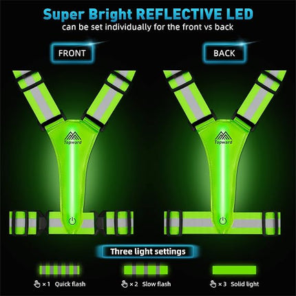 LED Reflective Safety Vest, Light-Up High Visibility Gear for Night Walking Cycling