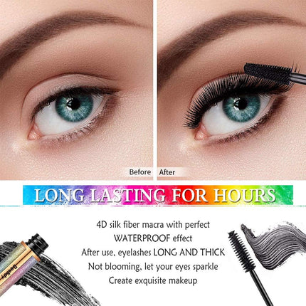 4D Silk Fiber Lash Mascara, Waterproof, Smudge-Proof, Thickening & Lengthening, No Clumps