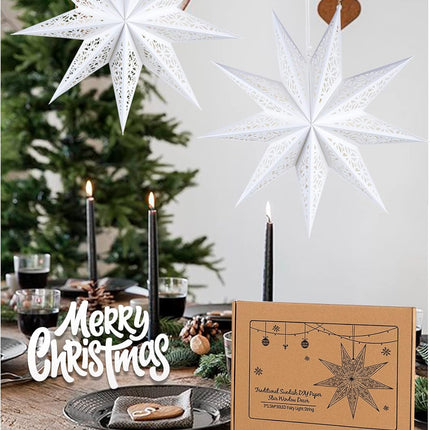 Christmas Star Paper Lantern – Lighted Hanging Paper Star with Fairy Lights for Indoor Holiday Decor