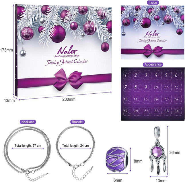 Jewelry Advent Calendar 2025, DIY Bracelet & Necklace Jewelry Making Kit for Christmas