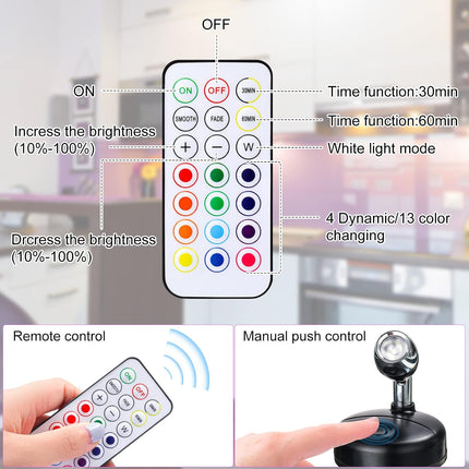 6 Pack Battery LED Wireless Spotlights, RGB 13 Colors, Dimmable Rotatable Lights, Remote