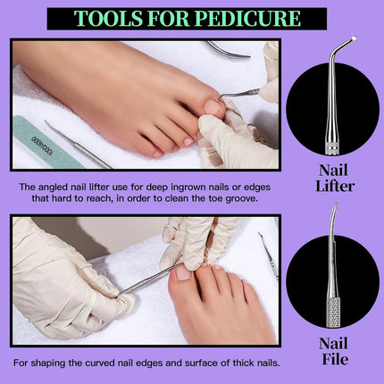Nail Prep Care Kit, Manicure Pedicure Set with Nail Files, Buffers, Cuticle Nippers & Tools