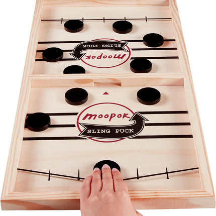 Fast Sling Puck Game Wooden Air Hockey Board Family Party Tabletop Game