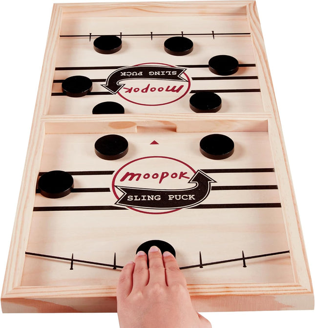 Fast Sling Puck Game Wooden Air Hockey Board Family Party Tabletop Game