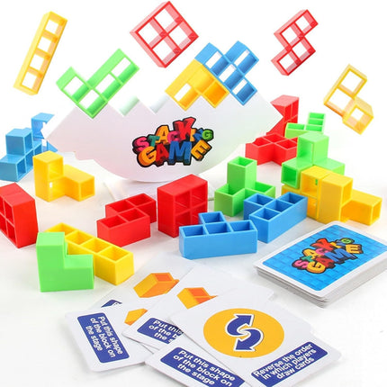 Balance Stacking Attack Block Game, 48-Piece Family Board Game for Kids & Adults