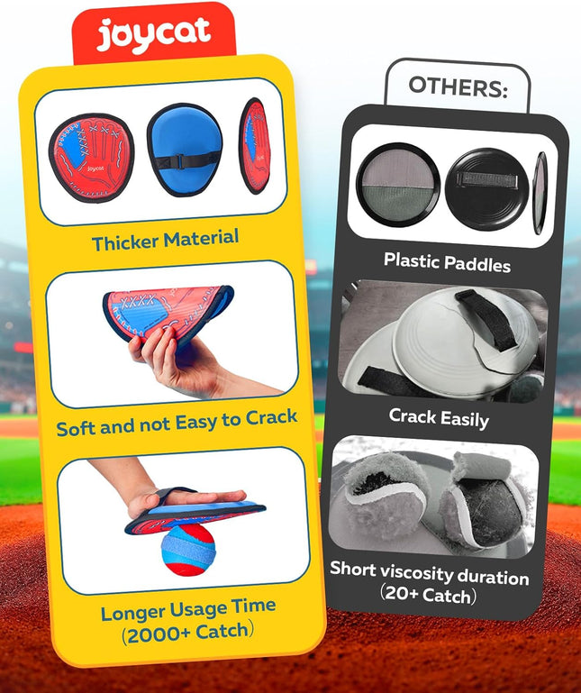 Toss and Catch Ball Game – Outdoor Beach & Yard Set with 4 Paddles & Baseball Glove