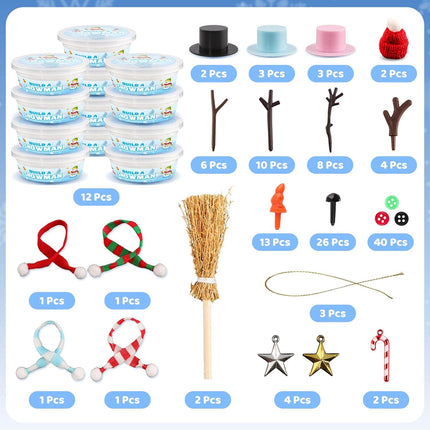 12 DIY Snowman Ornament Kits Holiday Air Dry Clay Crafts for Kids & Favors