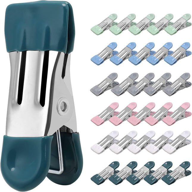 30-Pack Heavy Duty Metal Clothes Pins – 2.17” Chip Clips with Rubber