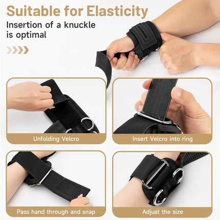 Wrist Straps for Weightlifting with D-Rings Gym Lifting Straps for Men & Women