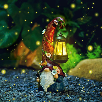 Solar Gnome Garden Decor – Outdoor Yard Statue with Lantern Light