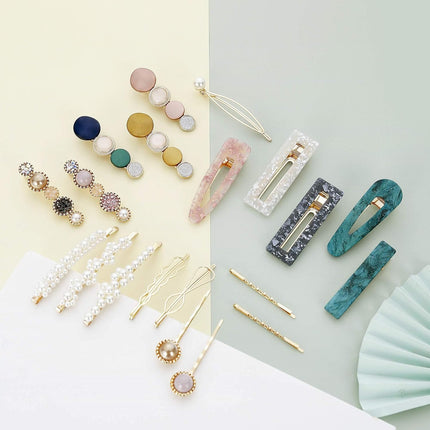 20PCS Macaron Pearl Hair Clips Set Acrylic Barrettes for Women Girls