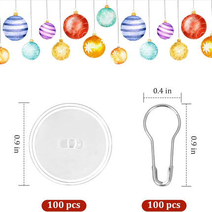 100-Pack Sticky Ceiling Hooks – Self-Adhesive Round Hooks for Party Decorations