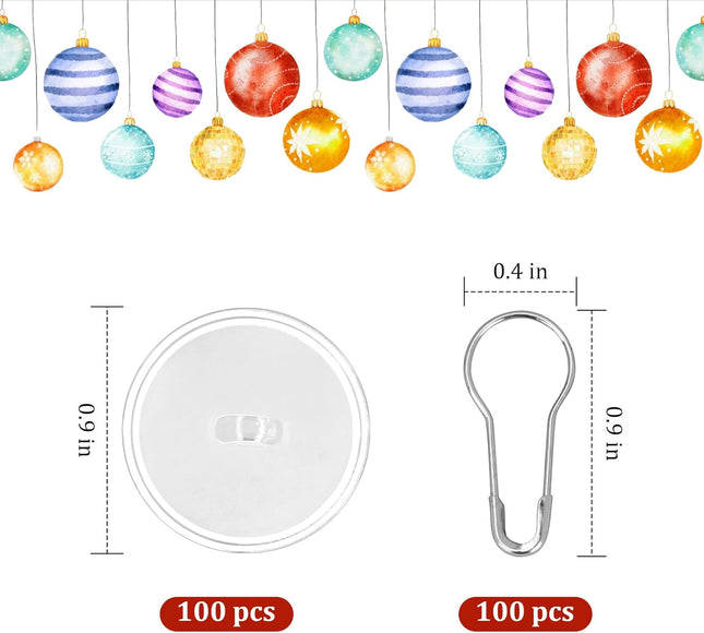 100-Pack Sticky Ceiling Hooks – Self-Adhesive Round Hooks for Party Decorations