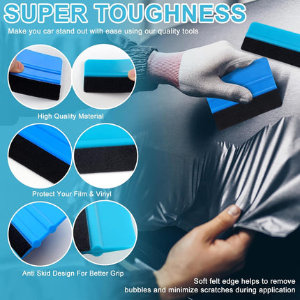10PCS Window Tint Tools Kit – Vinyl Wrap, Felt Squeegee, Micro Squeegee, Craft Knife