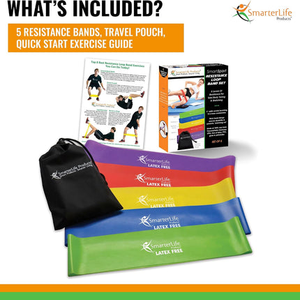 5-Pack Extra Wide Latex-Free Resistance Bands for Workout Physical Therapy Home Gym