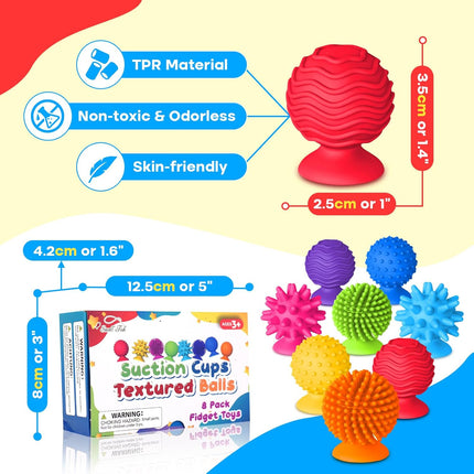 8-Pack Sensory Fidget Toys – Textured Suction Cups for Autism, ADHD, Classroom Supplies