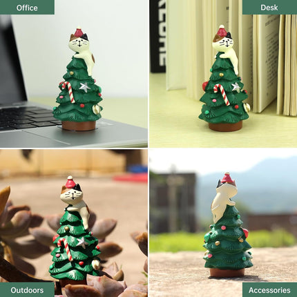 Mini Cat Xmas Tree – 3.3" Resin Christmas Decoration Perfect for Gifts