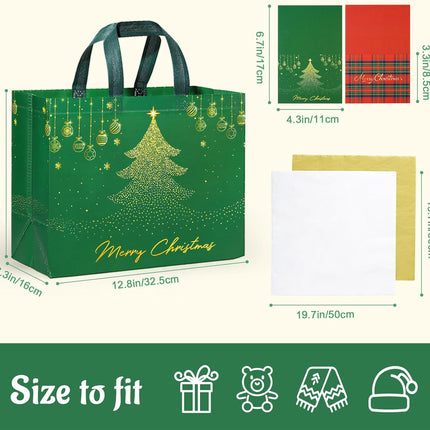 2 Pack 13" Large Christmas Gift Bags – Reusable Non-Woven Tote with Handles
