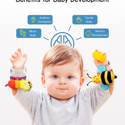 Baby Wrist Rattle Socks & Foot Finder Set – Toys for 0–12 Months