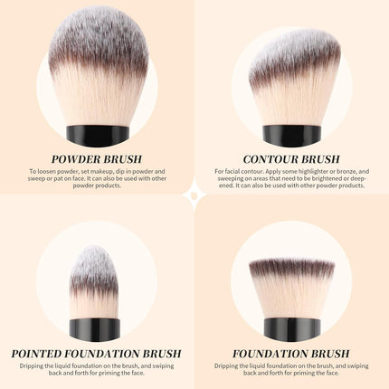 2Pcs Dual-Ended Foundation Makeup Brushes, Powder Buffer & Contour Blending Brushes