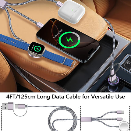 2-Pack 3-in-2 Multi Charging Cable – USB A/Type-C/Lightning for iPhone & Apple Watch