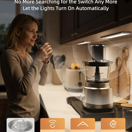 2-Pack Under Cabinet Lights – Rechargeable, Motion Sensor, 3 Color Temps