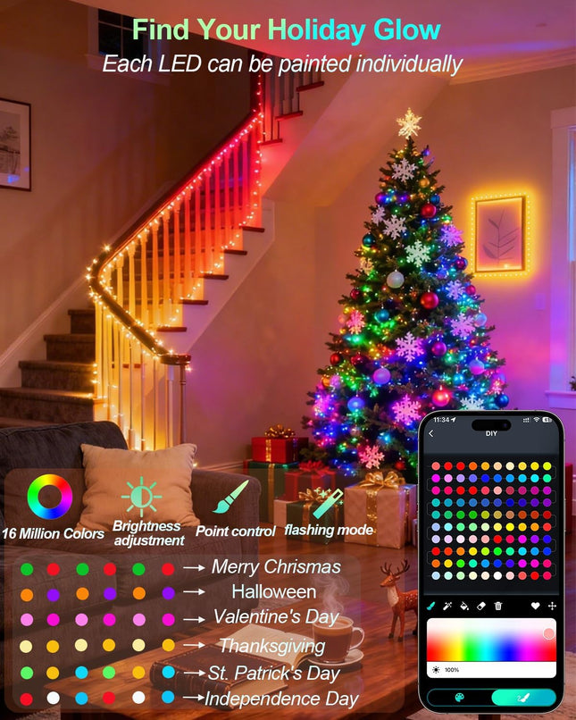 Smart USB Fairy String Lights – 33Ft Multicolor with Music Sync & App